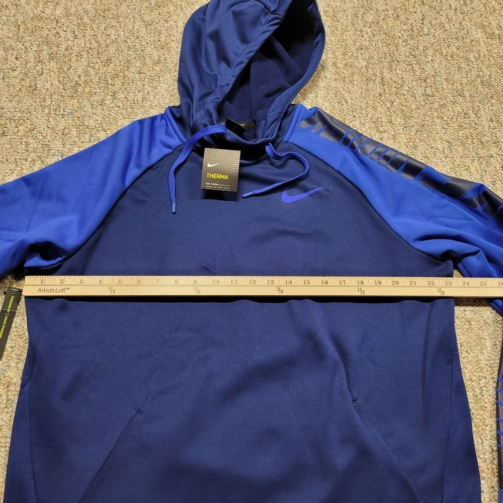 Nike Hoodie Mens Large Blue Therma Fit Pullover‎ Training Long Sleeve Swoosh NWT